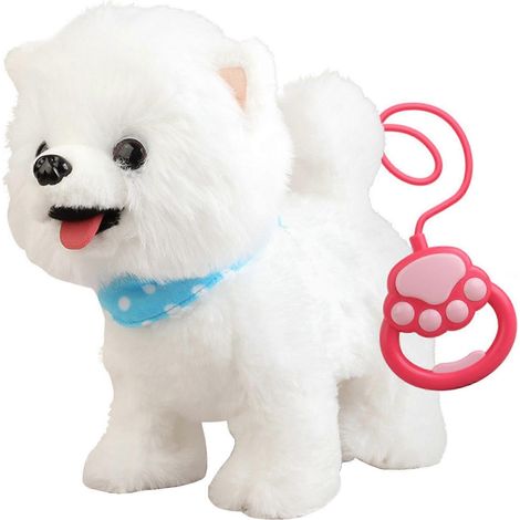 Jouet pour chien Samoyède marcheur pour fille, chien léchant et aboyant avec laisse de contrôle, que vous dites, chien robot en peluche parlant et chantant, déguisement à faire soi-même (1/5)