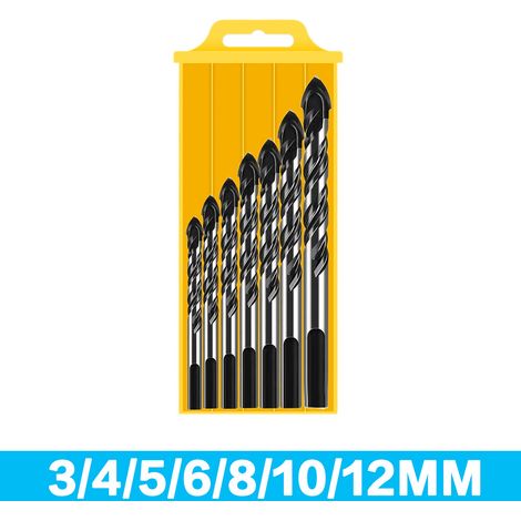 Ensemble de 7 forets triangulaires multi-usages - Scie cloche pour carrelage, verre, métal et céramique, forets en carbure noir (1/5)