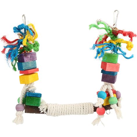 Jouet À Mâcher Pour Perroquet - Balles En Rotin Et Blocs En Bois Naturel - Accessoire De Cage Pour Oiseaux - Ensemble 1 Pièce (1/5)