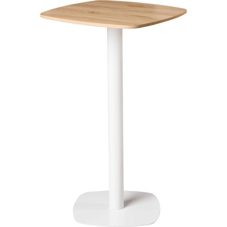 Mesa de bar de jardín con base de metal 60 x 60 cm marrón claro y blanco Morella