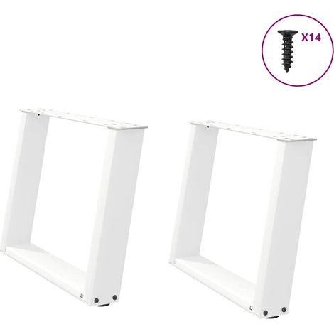 Couchtischbeine U-Form 2 Stk. Weiß 70x(42-43) cm Stahl