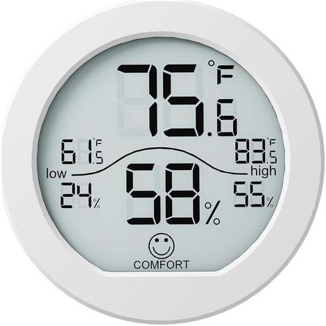 Hygromètre-thermomètre numérique pour la mesure de l'humidité ambiante, thermomètre d'intérieur avec précision et étalonnage, écran LCD et capteur de température. (1/5)