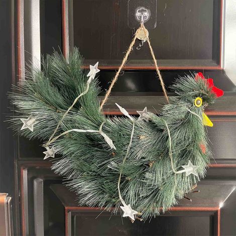 Guirlande De Noël En Forme De Coq - 40 Cm - Décoration Hivernale Pour Porte Intérieure Ou Extérieure - 1 Pièce (1/5)