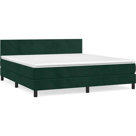 Maison Exclusive - Giroletto a Molle con Materasso Verde Scuro 180x200 cm Velluto (1/5)