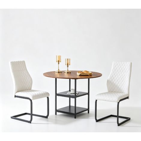 Set da pranzo con tavolo rotondo 107 cm e 2 sedie bianche MDF metallo HOMVRA (1/5)