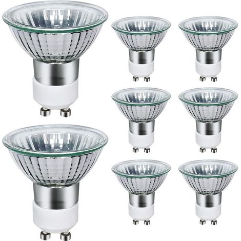 Lot de 8 ampoules halogènes GU10 35 W à intensité variable, 220 V GU10, 2 broches, 400 lm, 2800 K chaud avec