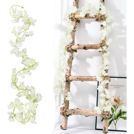 2 Pièces Guirlande Cerisier, Blanc Guirlande Fleurs Artificielles1.8M, 135 Têtes Guirland Fleur de Cerisier, Blanc Fleurs Artificielles en Soiepour Maison Jardin Fêtes Mariage (1/5)