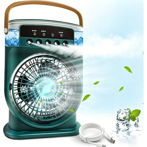 Mini climatiseur portable 4 en 1, silencieux, ventilateur portable, mini refroidisseur, climatiseur à eau Type-C avec humidificateur et minuteur (1/5)