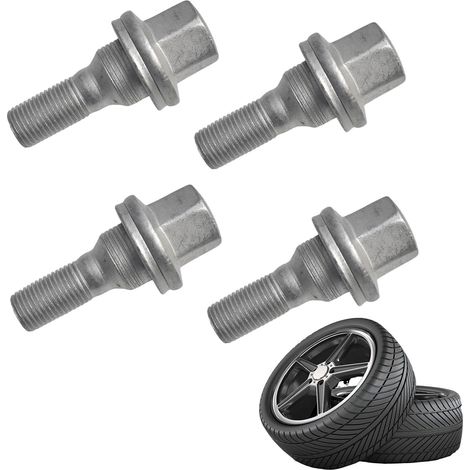 Boulons de Roue en Acier au Carbone,Boulon à Ecrou de Roue Hexagonal,Boulons D'automobile,pour 1007 206 207 307 308 406 C5 C4L 540567 5405.67 Chromage M12 4 Pièces (1/5)