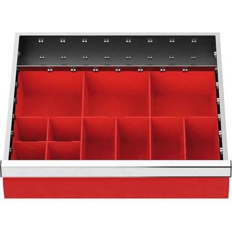 Schubladeneinteilung R 18-16 mit Kleinteilekästen für Front 200 mm Maße in mm (BxT): 450 x 400 (1/3)