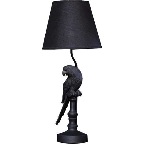 Lampe à Poser Noire Perroquet avec Abat-jour (1/2)