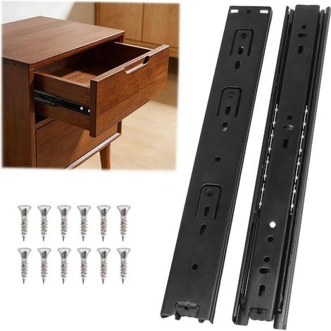 2 Pièces Glissiere Pour Tiroir Charge Lourde, Rail Tiroir Coulissant, Coulisse de Tiroir Sortie Totale Rail Coulissant Glissière a Bille Capacité de Charge 45kg pour Armoires & Meubles (30cm) (1/5)