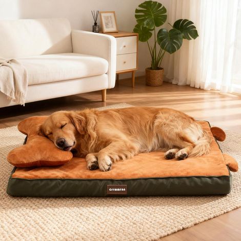 Lit pour chien orthopédique XL Orange, imperméable, mousse à mémoire de forme, coussin amovible