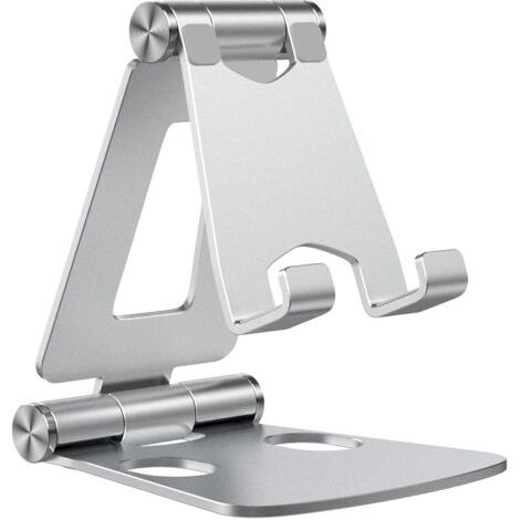QORVA-Support de téléphone portable multi-angle réglable en alliage d'aluminium, support de table pour smartphone portable, support de téléphone portable, support de bureau universel réglable en alumi