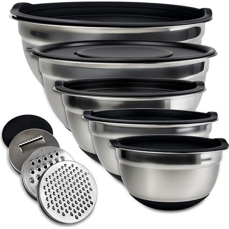 Stainless Steel Bowl with 3 Graters, Salad Bowl, Kitchen (1/5)