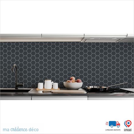 Crédence : Hexagones 2 - Couleur Gris anthracite - Alu composite - 60 - 120 (1/3)