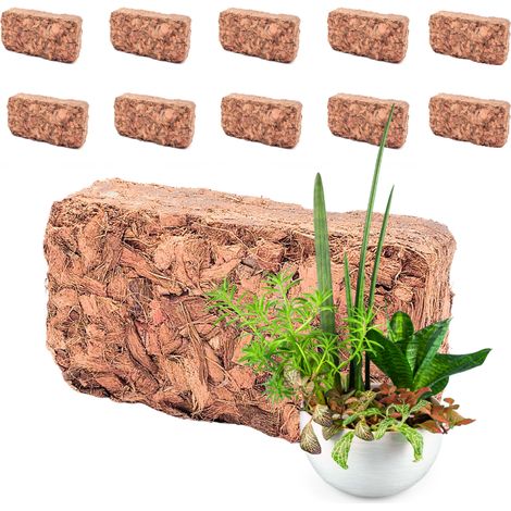 Kokosbriketts, Substratchips für Pflanzen und Blumen, 0,5 kg, 10 Stück (1/5)