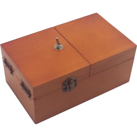 B Useless Box avec surprises, boîte Useless, entièrement assemblés pour adultes et enfants, couleur bois foncé (1/5)