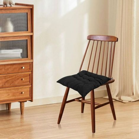 Coussin De Chaise - 40x40 Cm - Noir - Avec Cordes De Fixation - Lot De 4 (1/4)