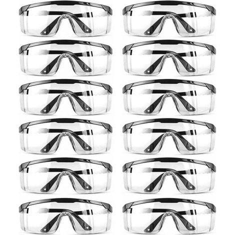 Lunettes de Protection, Lunettes Sécurité Réglables Lunette Anti Rayures Verres Transparents Bleu pour Les Lieux Travail Construction Bricolage Laboratoire Soudage(12pcs) (1/5)