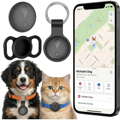 Collier GPS Chat, Chien Traceur sans Frais Mensuels, Compatible avec iOS et Android, Suivi en Temps Réel Traceur Collier Traceur Chat, Batterie Longue durée avec étanche Traceur Animal, Noir (1/5)