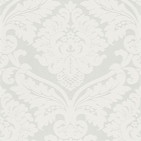 Baroque wallcovering wall Profhome 554338 non-woven wallpaper slightly textured baroque style shimmering white oyster white 5.33 m2 (57 ft2) (1/5)