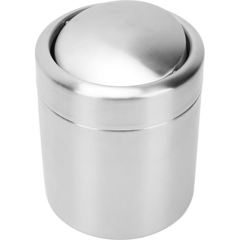 Mini Corbeille à Papier de Table et Comptoir à Couvercle Pivotant Acier Inox 304 pour Maison et Bureau (1/5)
