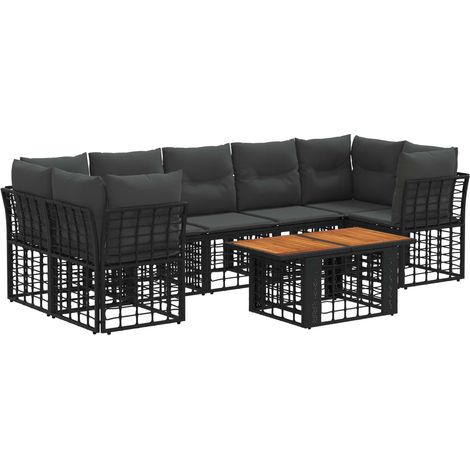 Set Divano da Giardino 8 pz Nero e Grigio scuro polyrattan vidaXL (1/5)