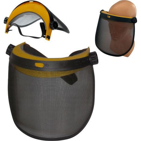 MASQUE DE PROTECTION AVEC ÉCRAN FACIAL EN FILET POUR DÉBORDUREUSE, SCIE À ESSENCE, RÉGLABLE (1/4)