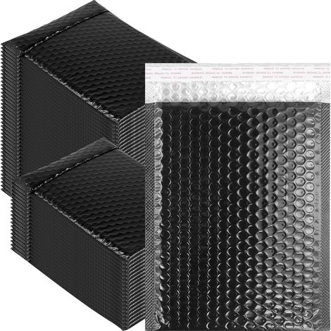 Lot de 60 enveloppes à bulles A5, 18 x 23 cm, rembourrées, noires, pour emballage, expédition de marchandises (1/5)
