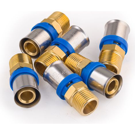 Racores Macho Multicapa a Prensar QUICK PLOMBERIE - Ø20 Macho 1/2 x6 unidades