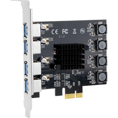 Carte d'extension contrôleur adaptateur PCI-E avec hub USB 3.0 à 4 ports (1/5)