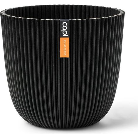 Capi Europe Übertopf Groove Kugel Schwarz Ø 16,5 cm - Kunststoff