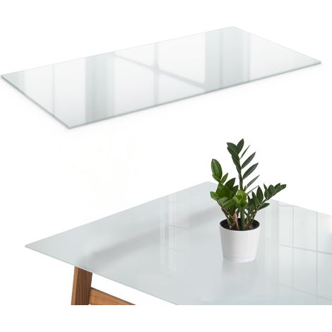 Plateau de table - en verre givré - plateau mat- pour table de conférence - pour table basse - rectangulaire pour table de salon - 120x60 cm (1/5)