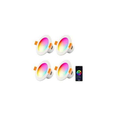 4 x Spot encastré LED WIFI, spot plafond LED WiFi 10W RGB dimmable, downlight LED encastré rond 230V pour salon, chambre, compatible avec APP, Alexa, Google home