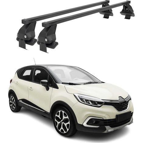 OMAC Dachträger Querträger Stahl für Renault Captur I 2017-2019 FL – Abschließbar – City-Crash-getestet – DIN 75302:2019 – ISO/PAS 11154:2006 – Max. 50 kg Schwarz (1/5)