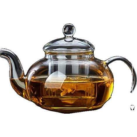 Tetera de vidrio, capacidad de 1,0 L, diseño resistente al calor, 600 ml. (1/2)