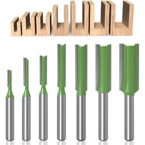 Fraise Défonceuse Droite 6,35 mm – Jeu de 7 Fraises à Tranchants Droits pour Travail du Bois et du Carburateur (1/4)