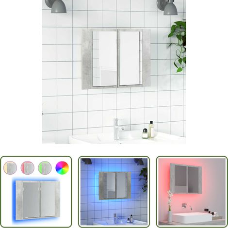 Miroir LED - Armoire de salle de bain à miroir LED Gris béton Acrylique (1/5)