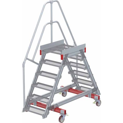 Euroline 512 mobiler Überstieg 60° Stufenausführung Stahl Gitterrost Stufenbreite 600mm 6 Stufen