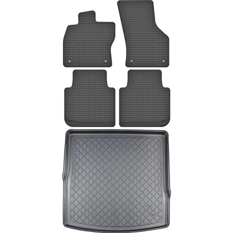 Ensemble de tapis de sol en caoutchouc pour Volkswagen Tiguan II Alspace SUV (à partir de novembre 2017) + tapis de coffre