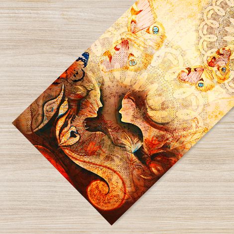 Tappeto passatoia fantasia made in Italy antiscivolo lavabile aderente Mandala Terra - 50x250 cm (1/5)