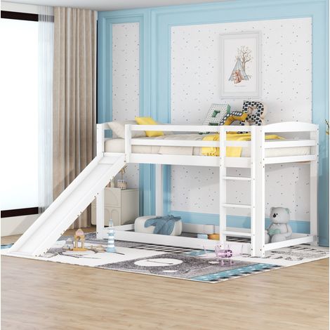 letto a castello con scivolo in pino 90x200 bianco OKMYHOME (1/5)