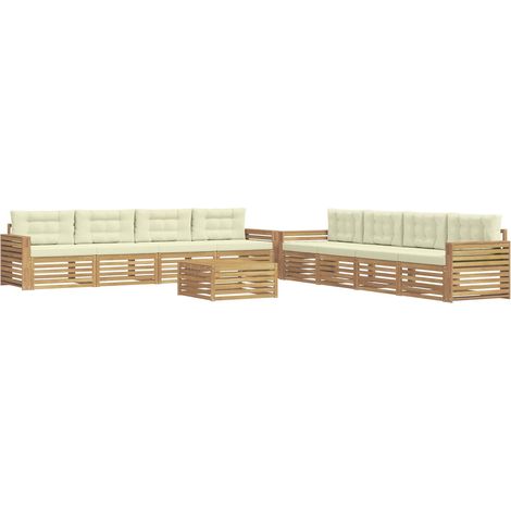 Set di divani da esterno 9 pz Bianco e Crema Poliestere vidaXL (1/5)