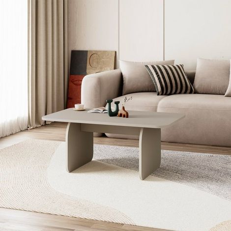 Tavolino da salotto Pietra con gambe a pannello piatto in colore cashmere