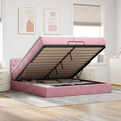 Estructura de cama otomana colchones terciopelo rosa 200x200cm vidaXL (1/5)