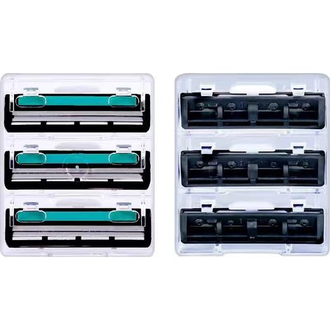 rasoir electriques hommes-Rasoir manuel bleu + Pour rasage quotidien homme + 6 lames de rechange