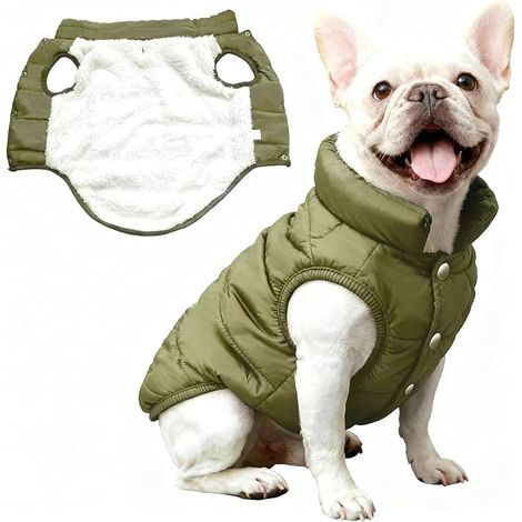 Manteau Chien Hiver Imperméable Manteaux d'hiver pour Chiens Polaire Veste Chiens Manteau pour Chien Moyen Manteaus Chihuahua Teckel Pull Vert L (1/5)