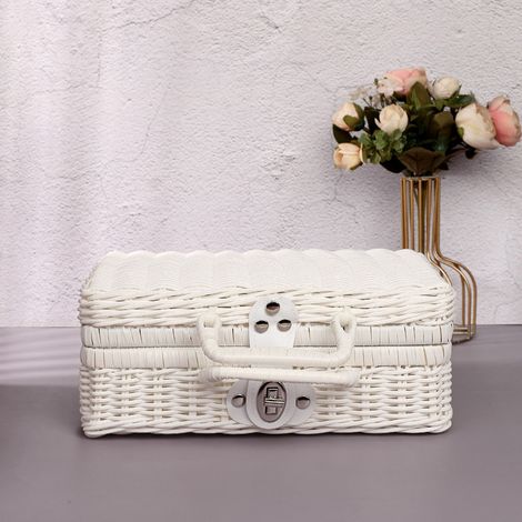 Boite De Rangement En Rotin - Boite De Tri Pour Produits Cosmetiques - Pour Voyage Pique-Nique Ou Decoration Interieure - 22 X 17 X 11 Cm - 310 G (1/4)