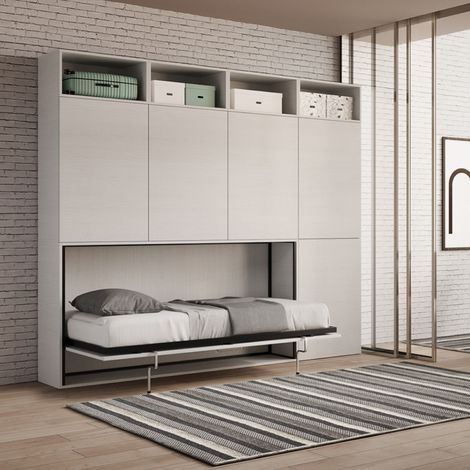Letto NABOR singolo a scomparsa Bianco Frassino Composizione B (1/5)